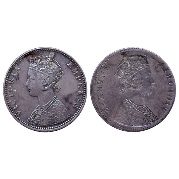 British India: Victoria Empress, Silver Rupee, 11.57gms, Error, Brockage