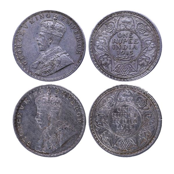 British India: George V, Silver Rupee, 1915, Bombay Mints