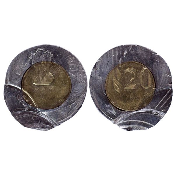 Republic of India: Republic India, Error, 20Rs Bi-Metal Coin, Multiple struck