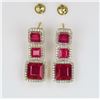 Image 1 : 21CAI-12 RUBY & DIAMOND DANGLE EARRINGS