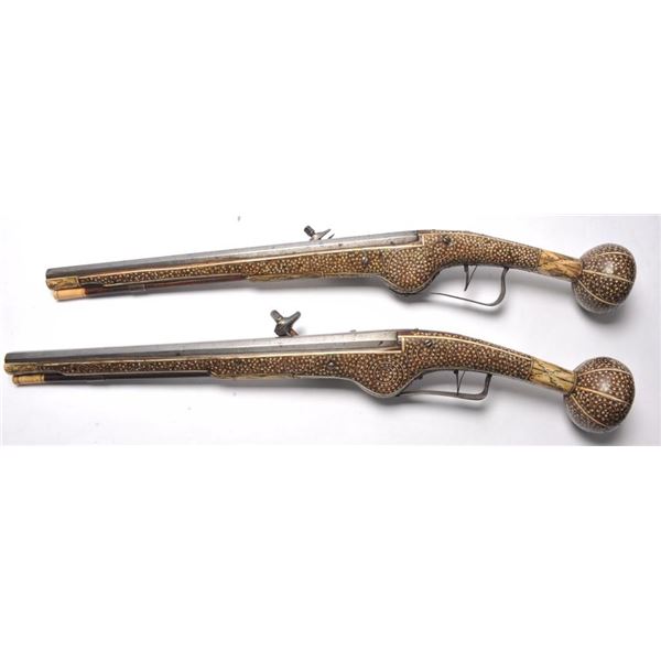 21BG-A7 PAIR OF INLAID WHEELOCK PISTOLS