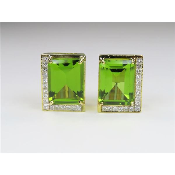 21CAI-10 PERIDOT & DIAMOND EARRINGS