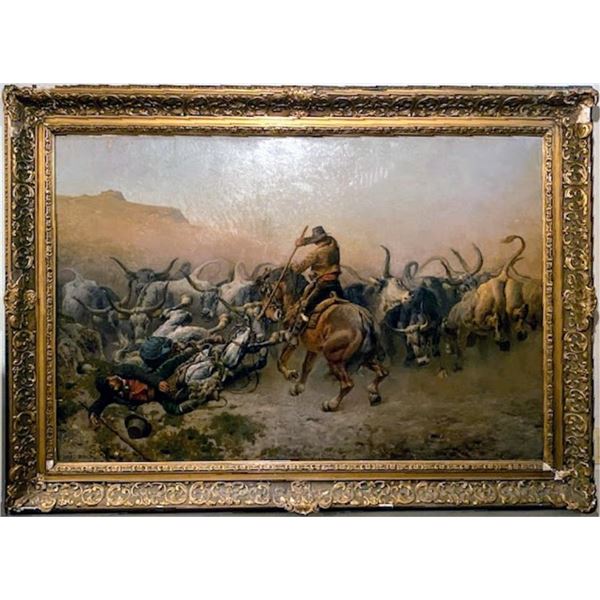 21BG-53 PAINTING OF ARGENTINE CATTLE DRIVE