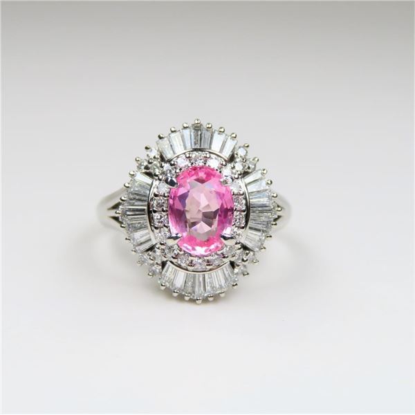 21CAI-7 PINK SAPPHIRE & DIAMOND RING