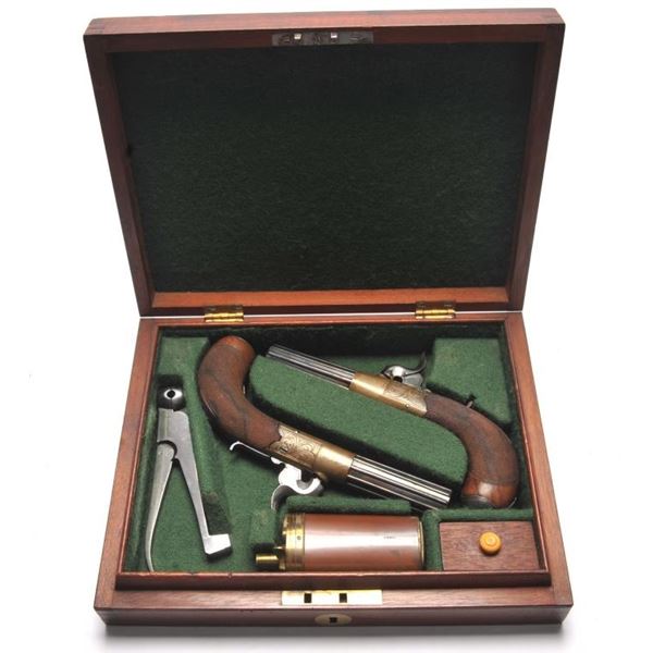 21BG-A8 CASED PERCUSSION PAIR OF POCKET PISTOLS