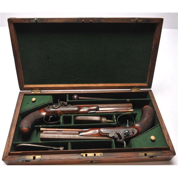 21BG-A305 PAIR OF CASED PERCUSSION  PISTOLS