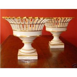 Pair 19th c. KPM porcelain fruit baskets  #1742868