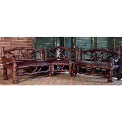 ANTIQUE RUSTIC RENAISSANCE LEATHER SOFA SETTEE #1743045