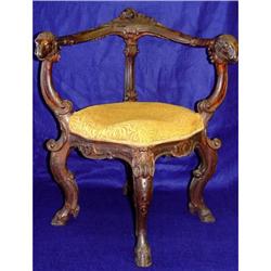 19c Italian Carved Angel Ram Feet Corner Chair #1743059