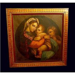 19c Raffaello Madonna Oil Painting Old Master  #1743078