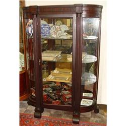 Mahogany Empire Curio China Cabinet Bent Bow #1743102