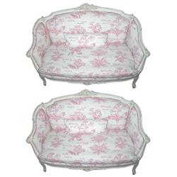 Pair Antique Louis XV Style Settees Sofas #1751034