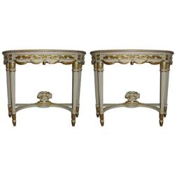 PAIR Louis XVI Marble Top Pier Console Tables #1751146