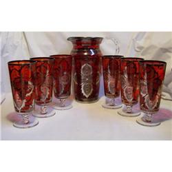 Ruby Silver Overlay Beverage Set #1763898