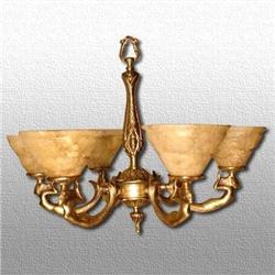 Cast bronze chandelier with five  alabaster #1764183