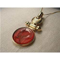 Estate 14K YG Carnelian Intaglio Drop Pendant #1775480