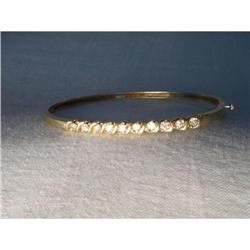 14K YG Gold 1 CT Carat Diamond Bangle Bracelet #1775488