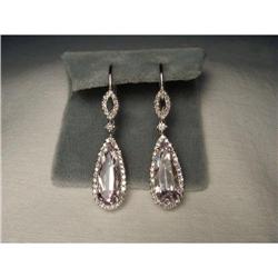 14K WG Pink Amethyst Diamond Drop Earrings #1775491