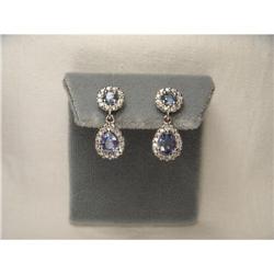 14K WG Gold Sapphire Diamond Drop Earrings #1775493