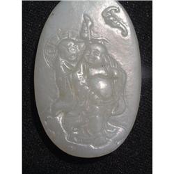 Qing period white jade carving featuring 2 #1775733