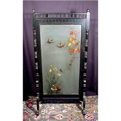 Antique Fire Screen Ebony and Glass #1775785