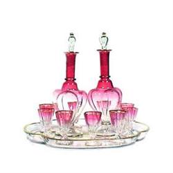 Antique Moser Glass Cranberry Enamel Cordial #1775793