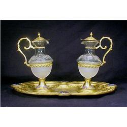 Antique Gold Gilt Communion Set Glass Cruets #1775809