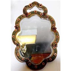 1890s Dresden mirror with 3 dimensional Floral #1775866