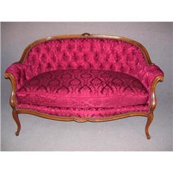 Rose Red Button Back George III Settee Loveseat#1775985