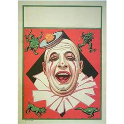 ORIGINAL 1920s CIRCUS POSTER W/ CLOWN ON RED #1776061