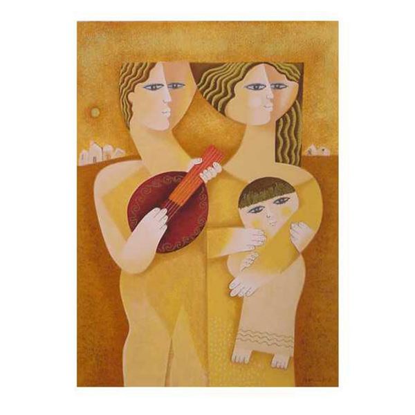 Samy Briss- Original Serigraph "Trio a la Guitare"