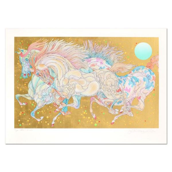 Guillaume Azoulay, "Stardust" Limited Edition Serigraph with Hand Laid Gold Leaf, Numbered and Hand 
