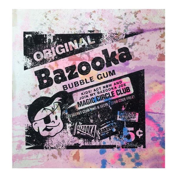 Gail Rodgers, "Bazooka Joe" Hand Signed Original Hand Pulled Silkscreen Mixed Media on Canvas with L