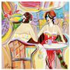 Image 1 : Isaac Maimon, "Spring Time Café" Hand Signed Original Acrylic Painting on Canvas with Certificate of