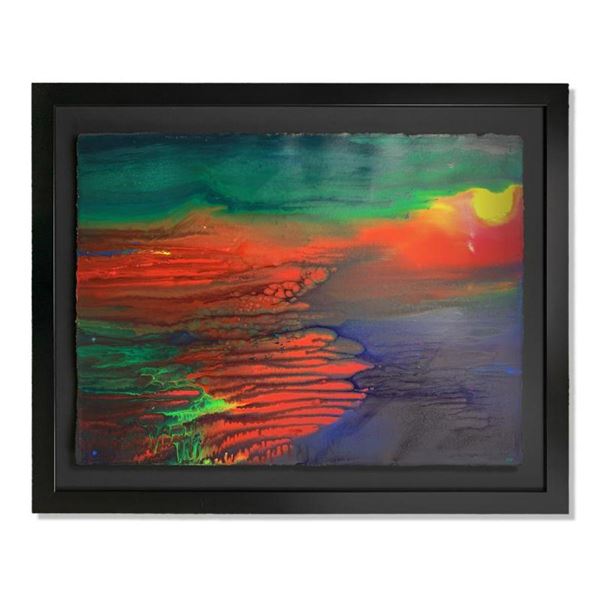 Wyland, "Abstract" Framed Original Watercolor Painting Hand Signed with Letter of Authenticity.
