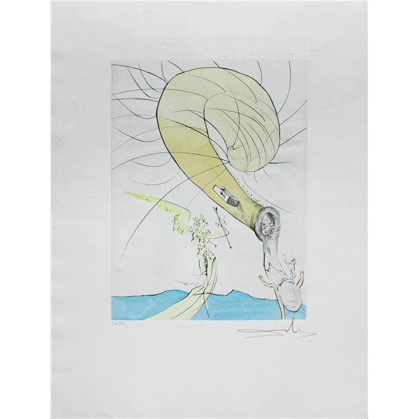 Salvador Dali- Hand Colored Original Etching "Freud with Snail-Head"