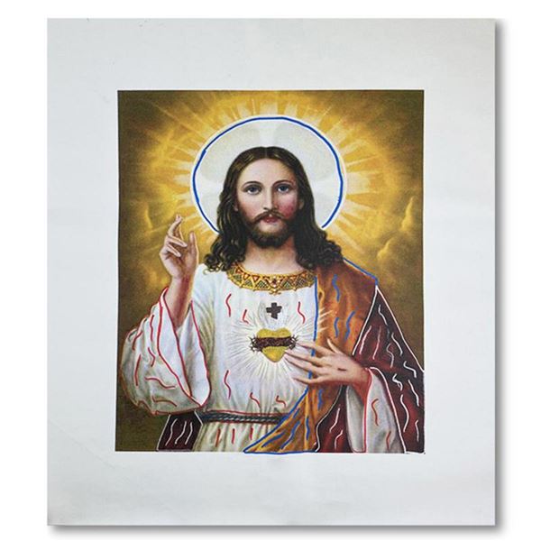 Steve Kaufman (1960-2010) "Jesus Peace (State 3)" Hand Signed and Numbered Limited Edition Hand Pull