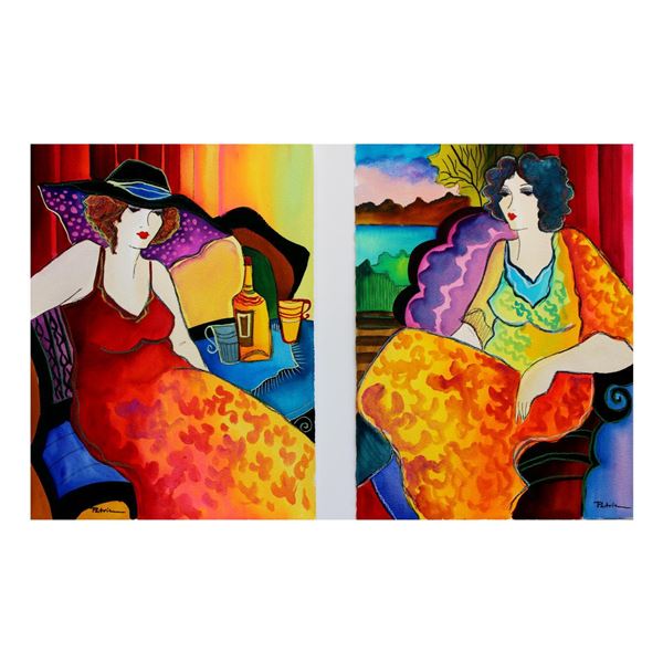 Patricia Govezensky- Set of Two Original Watercolors "Night in Paris"