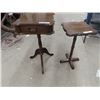 Image 1 : 2 Pedistal Walnut Stands 1) w Drawer 26"H x 15" x 15" 1) 22" x 12" x 12"