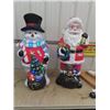 Image 1 : 2 Christmas Ornaments 1) Santa 1) Snowman Lights Up!  36" Tall