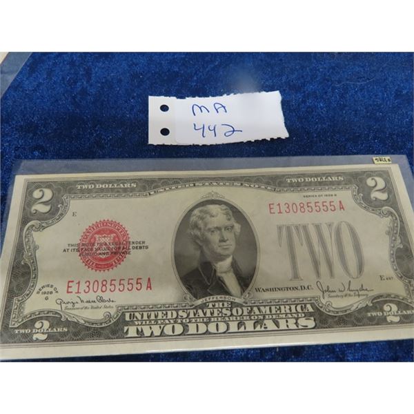 US 1928 $2 Bank Note Jefferson #378 G Mint Cond