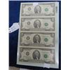 Image 1 : US 1976 $2 Un-Cut Sheet of 4 Bi-Centennial YR Mind Cond