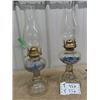 Image 2 : 2 Coal Oil Lamps w Extra Chimneys & Burners