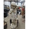 Image 2 : Cement Girl Yard Ornament  43" Tall & Metal Water Bucket Fountain - 60" Tall