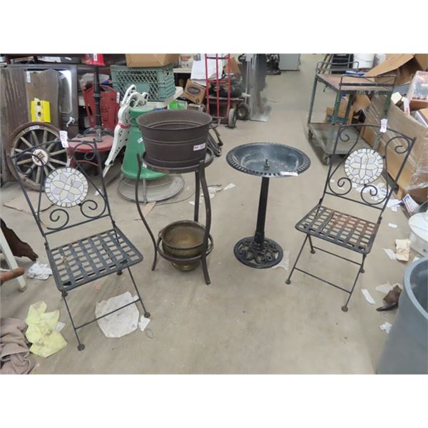 2 Metal Birth Baths  & 2 Folding Metal Bristo Chairs