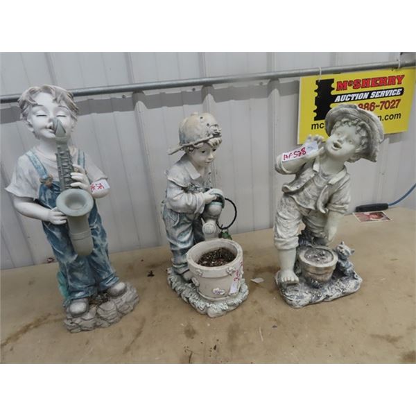 3 Plastic Boy Yard Ornaments- Tallest is 24"