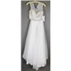 Image 1 : WHITE 2PC ALYCE DESIGNER GRAD GOWN W/ BEADED TOP;