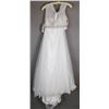 Image 2 : WHITE 2PC ALYCE DESIGNER GRAD GOWN W/ BEADED TOP;