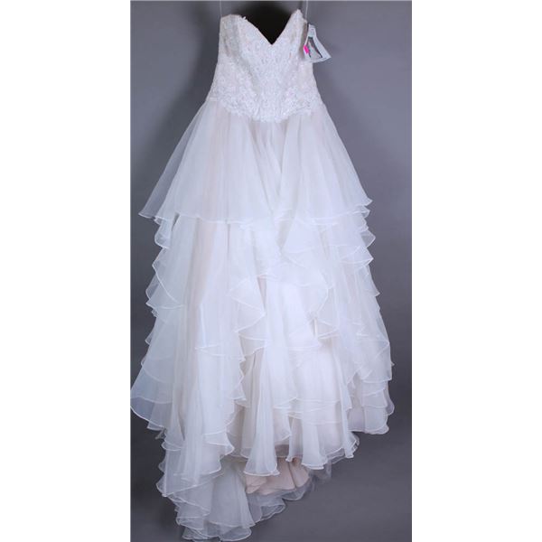 WHITE/ BLUSH WTOO WATERS DESIGNER BRIDAL GOWN;