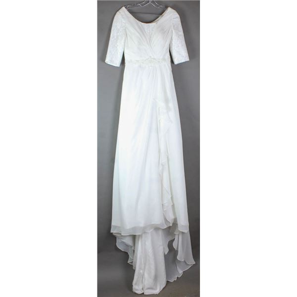 IVORY BONNY MODEST BRIDAL GOWN; SIZE 6, STYLE #
